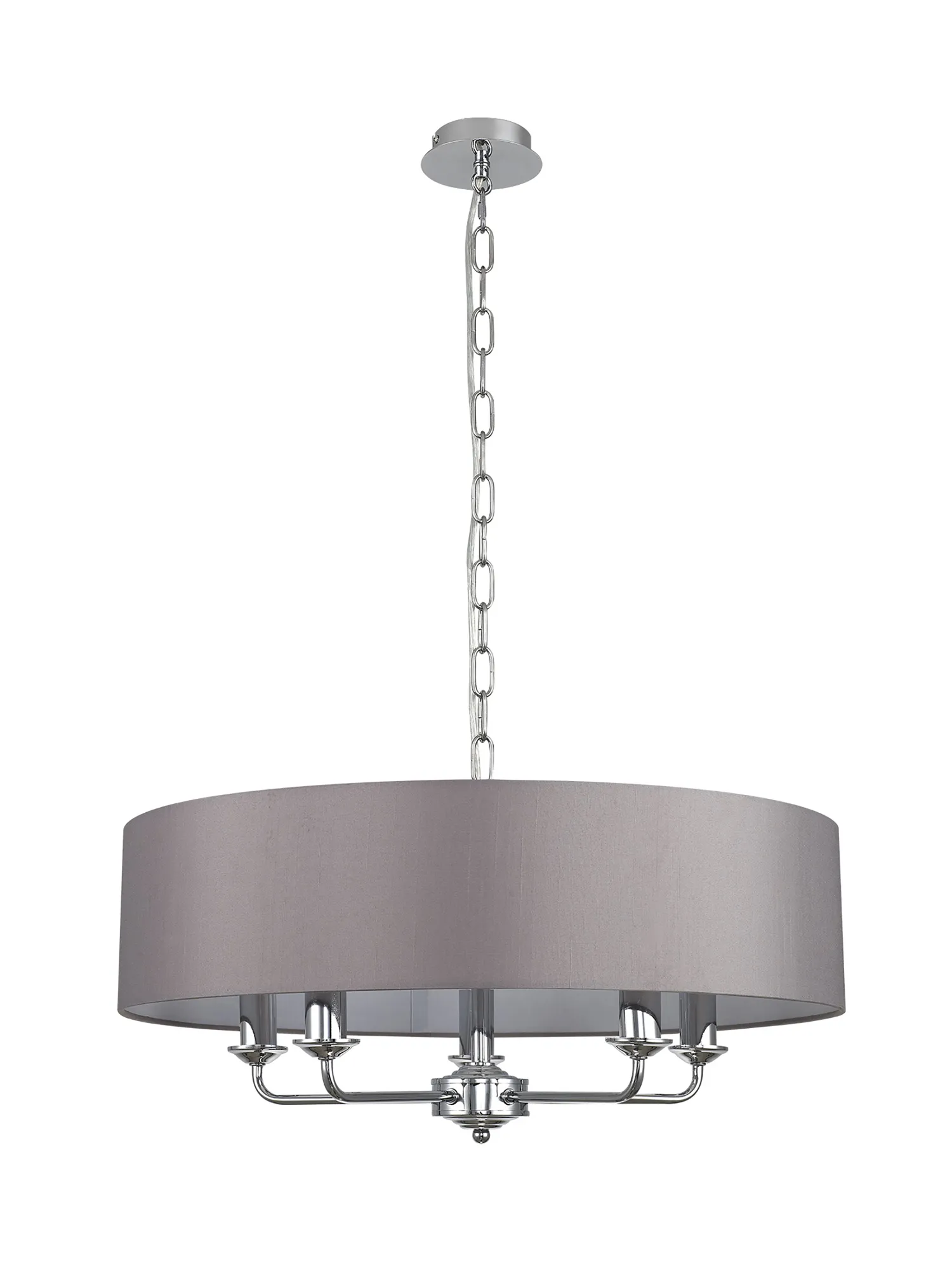 Banyan 60cm 5 Light Pendant Polished Chrome, Grey DK0005  Deco Banyan CH GR